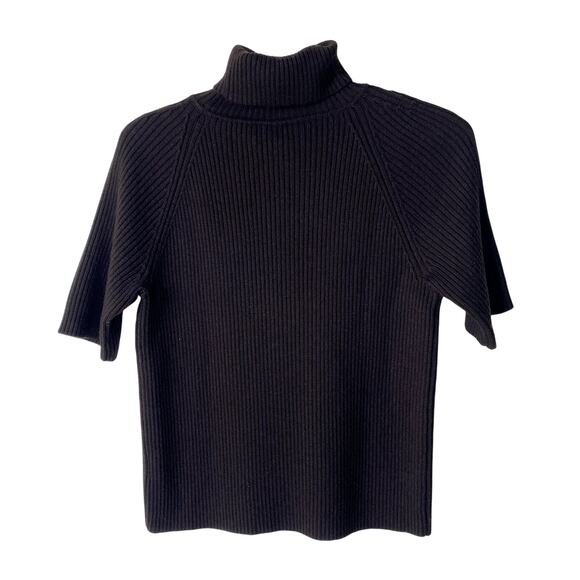 DKNY Petite Short Sleeve 100% Wool Turtleneck Sweater Size Small - Picture 2 of 6